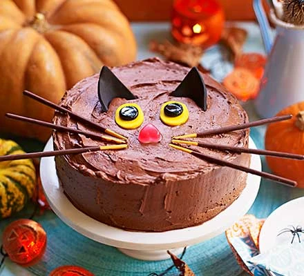 Pastel de chocolate gato para Halloween